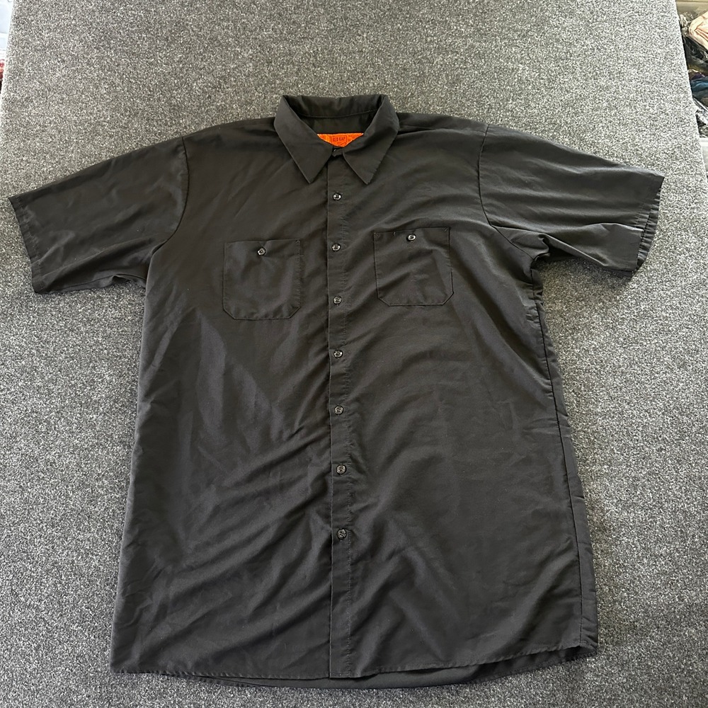 Red Kap Mens XXL Black‎ Short Sleeve Industrial Work Shirt SP24BK5 Button Down